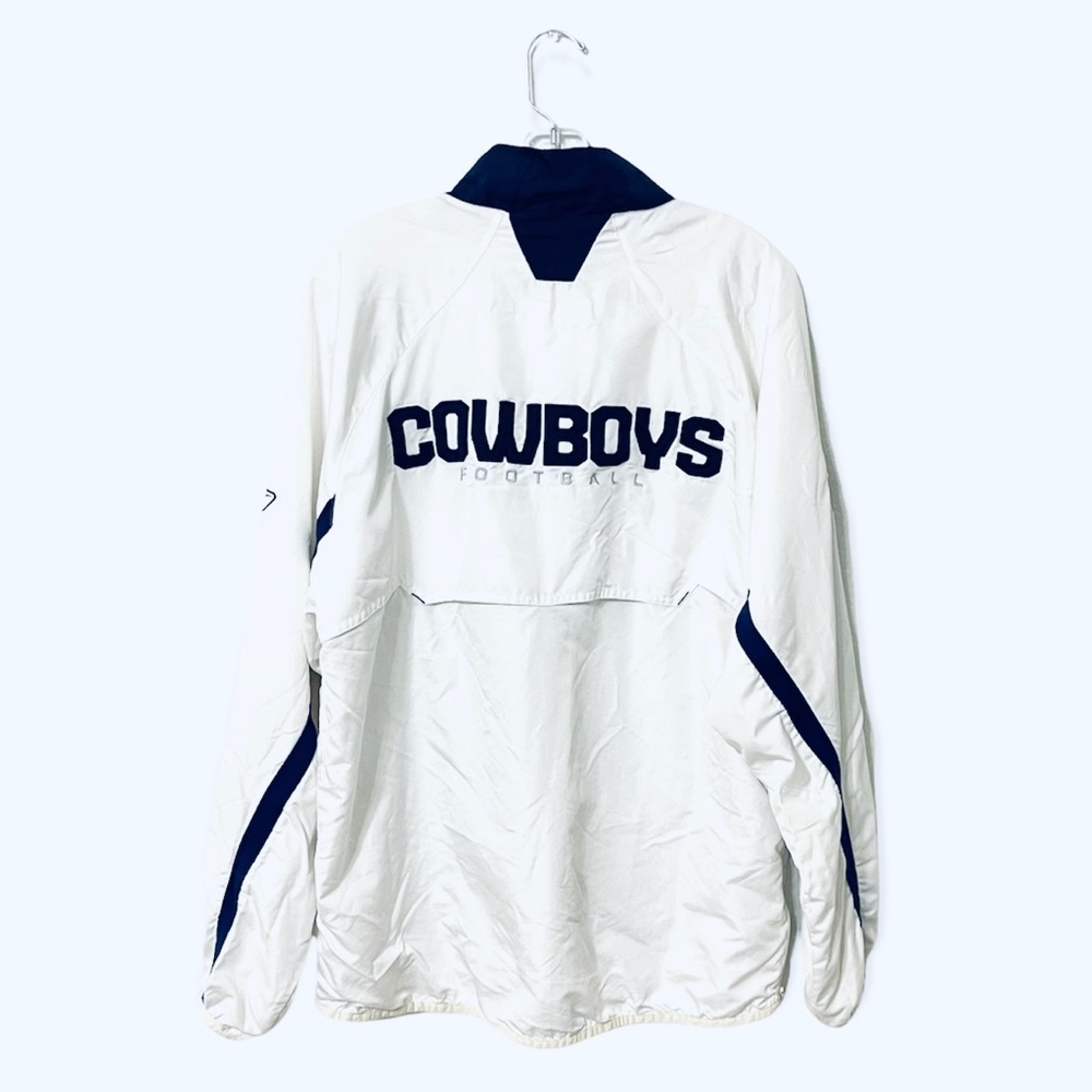 SOLD NFL Men's RBK Athletic Sideline Dallas Cowboys White/Navy Pull Over Jacket - Picture 3 of 11